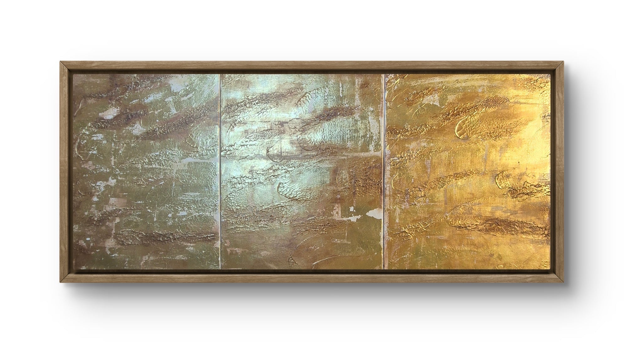 Large Framed Abstract Gold Wall Art – 3 Panel Statement Piece by Maison M