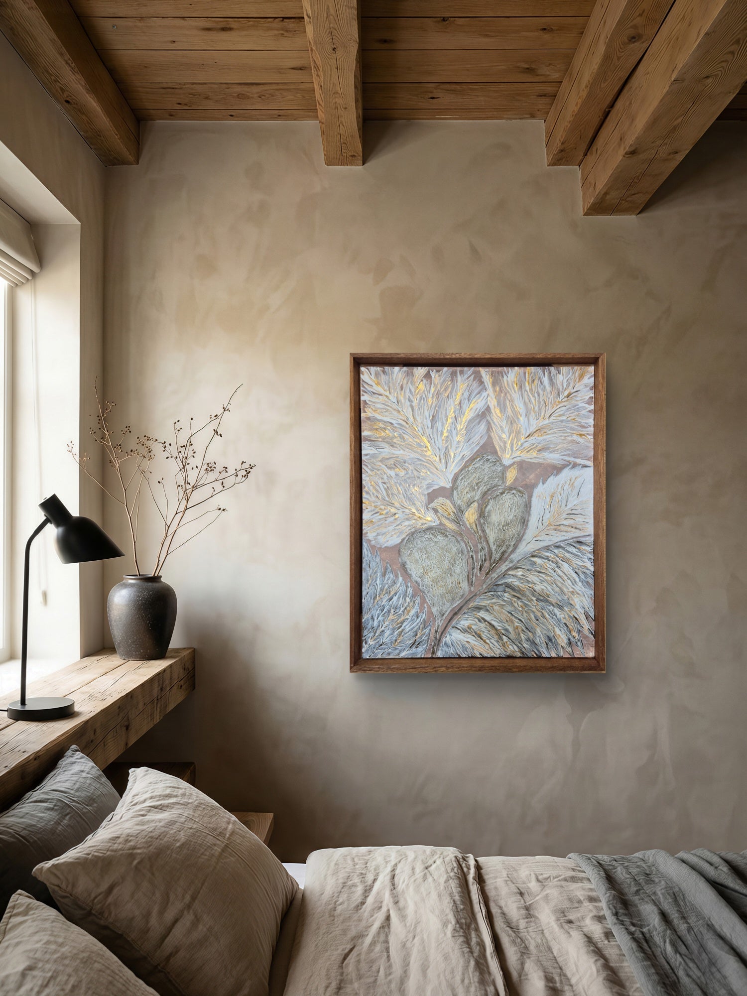Whispers of Gold - Original Textured Botanical Artwork