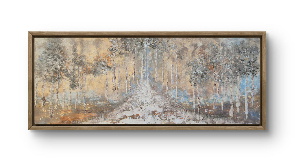 Original Panoramic Textured Landscape Wall Art – Framed Painting 145cm (W) x 64cm (H)
