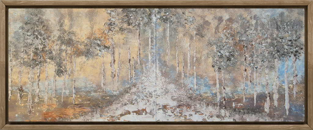 Original Panoramic Textured Landscape Wall Art – Framed Painting 145cm (W) x 64cm (H)