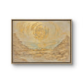 Golden Sunrise – Original Neutral Abstract Landscape Wall Art – Gold Textured Framed Painting 81 x 60cm