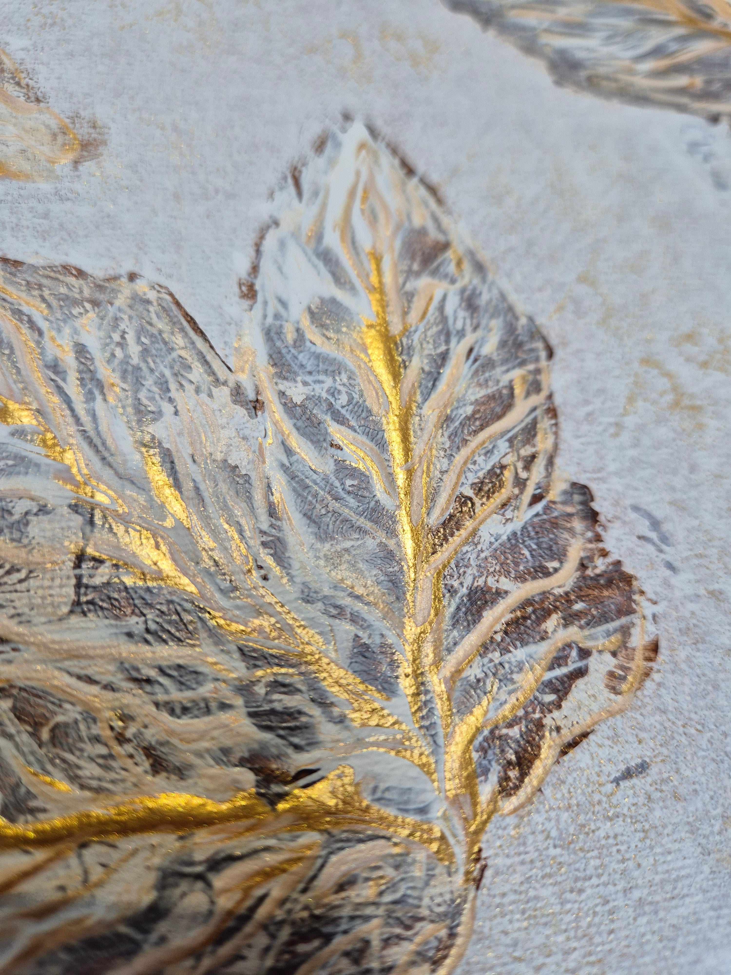 Framed Gold Leaf Abstract Wall Art | Neutral Luxury Canvas Painting