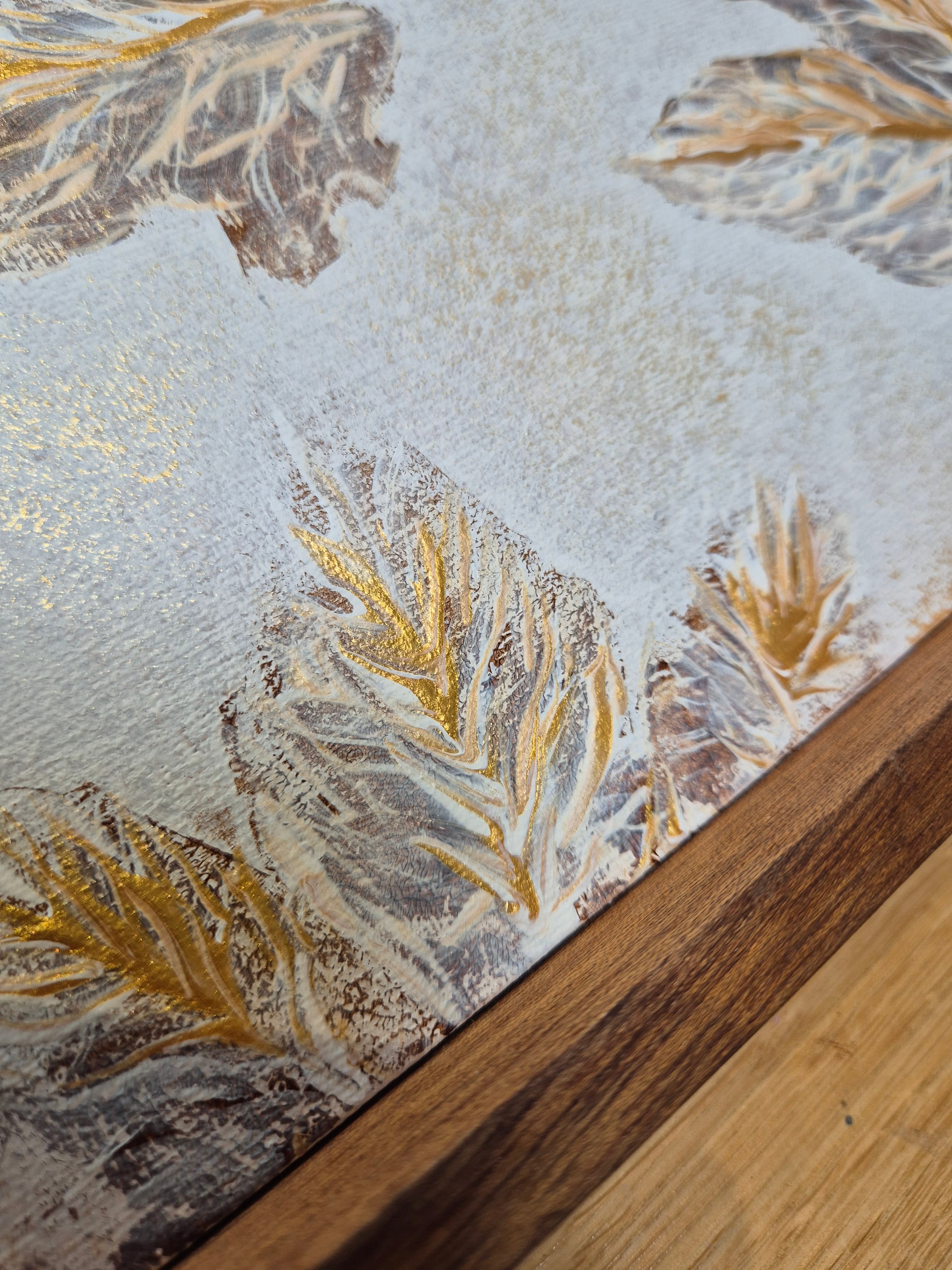 Framed Gold Leaf Abstract Wall Art | Neutral Luxury Canvas Painting