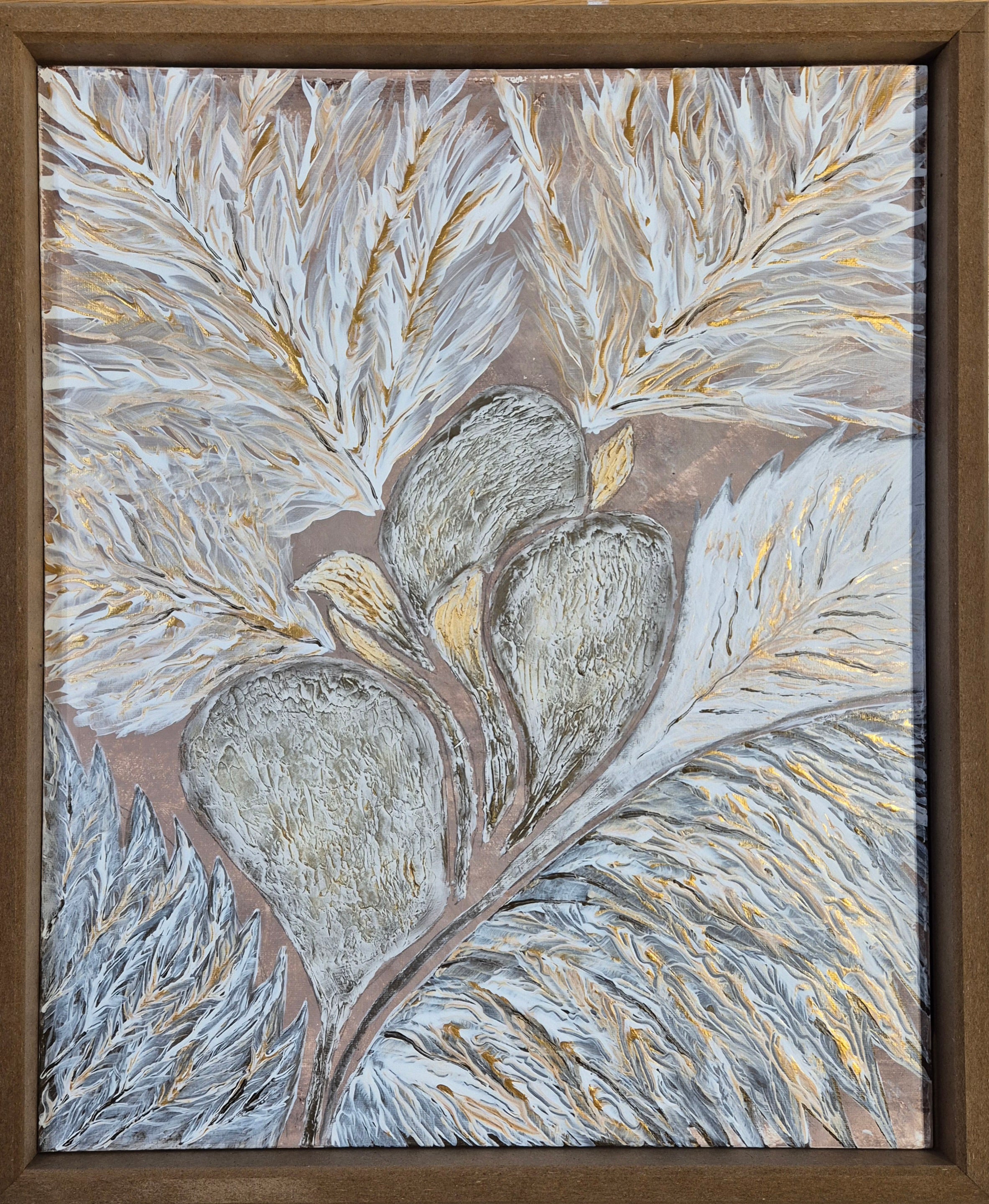 Whispers of Gold - Original Textured Botanical Artwork