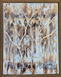 Framed Textured Abstract Tree Wall Art – Neutral Gold Brown Painting