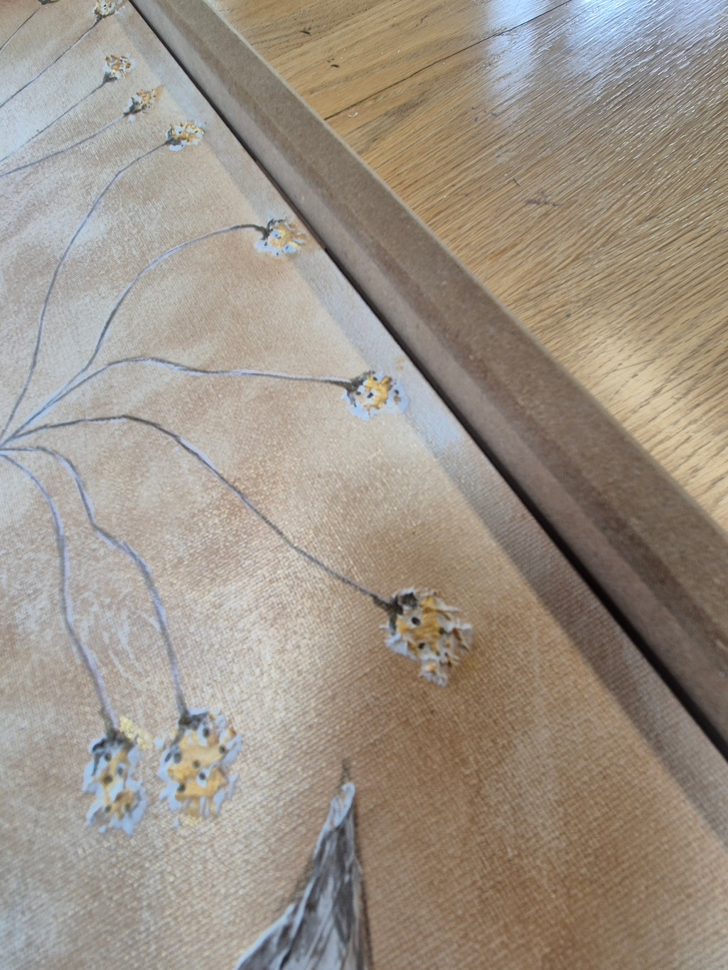 Blush & Gold Botanical Bloom | Original Textured Floral Artwork