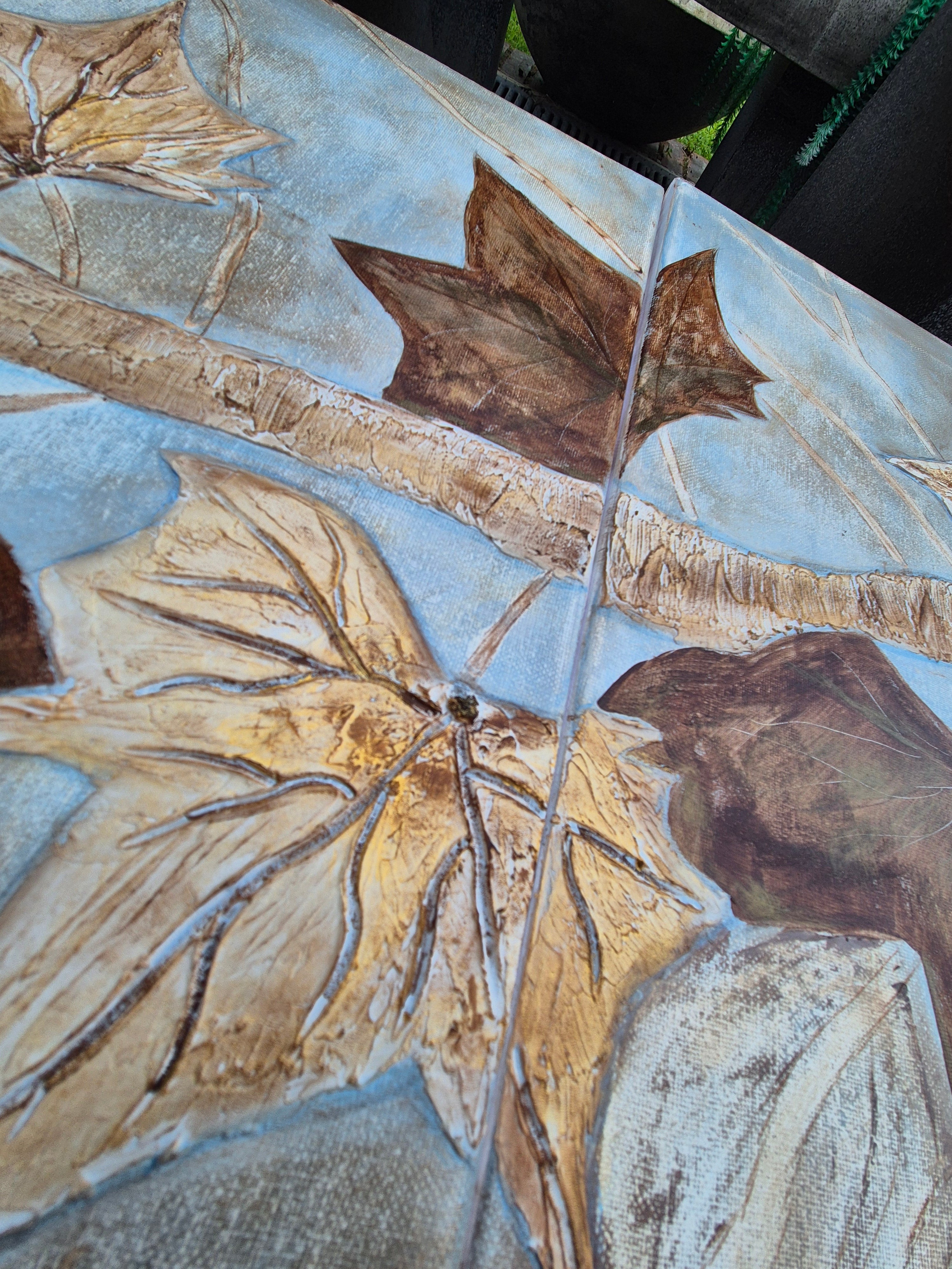Original Textured Botanical Diptych