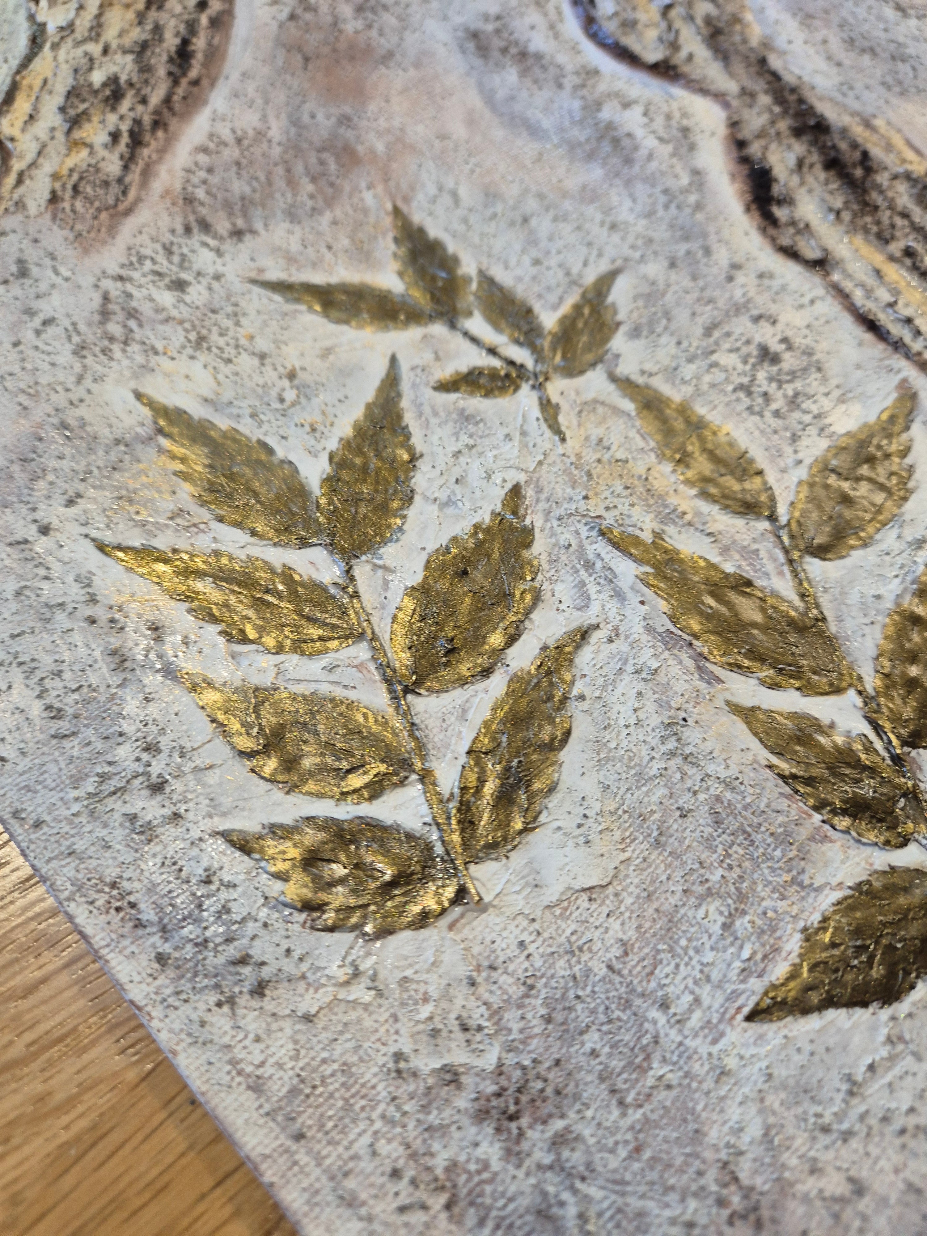 Framed Botanical Canvas – Ancient Bark, Original Textured Painting 50x60cm UK