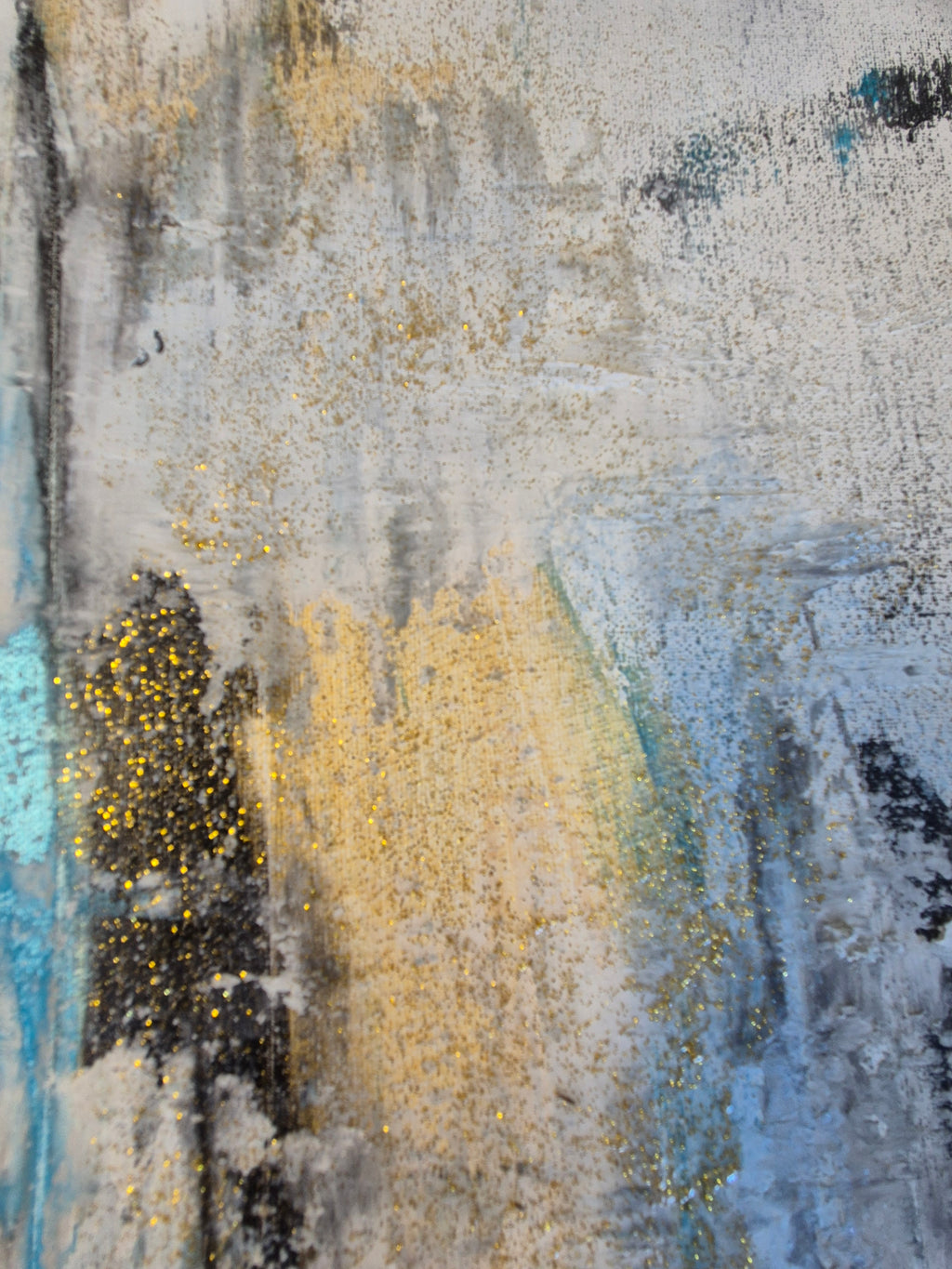 Original Blue & Gold Abstract Wall Art – Framed Mixed-Media Acrylic Painting 102cm (W) x 81cm (H)