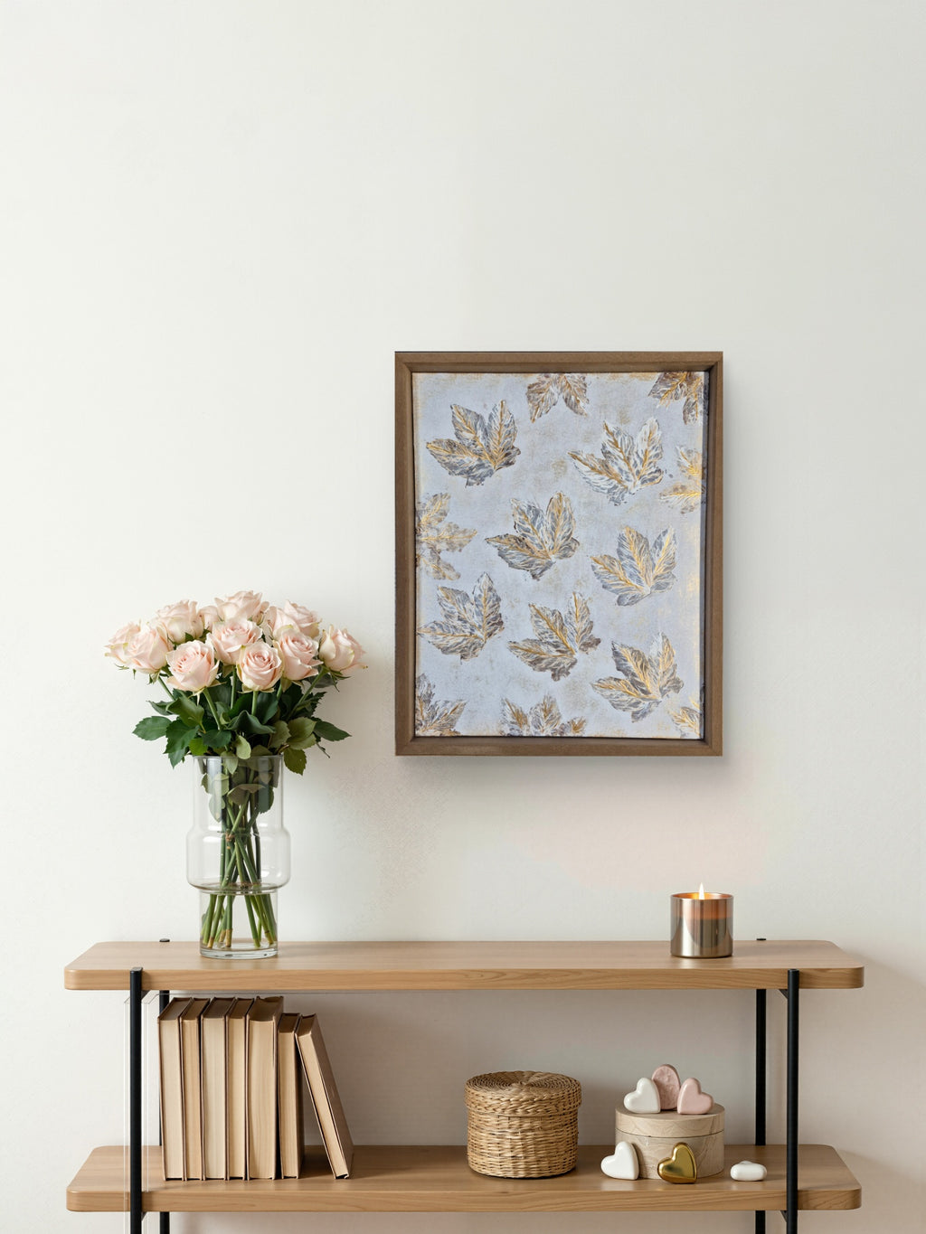 Framed Gold Leaf Abstract Wall Art | Neutral Luxury Canvas Painting