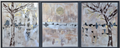 Large Framed Abstract Gold Moon Triptych – Silver Birch & Reflection Original Painting