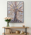 Large Framed Abstract Tree of Life – Warm Neutral Textured Original Painting