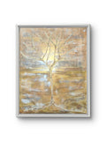 Large Framed Abstract Tree Canvas – Warm Neutral Tones, Original Artwork