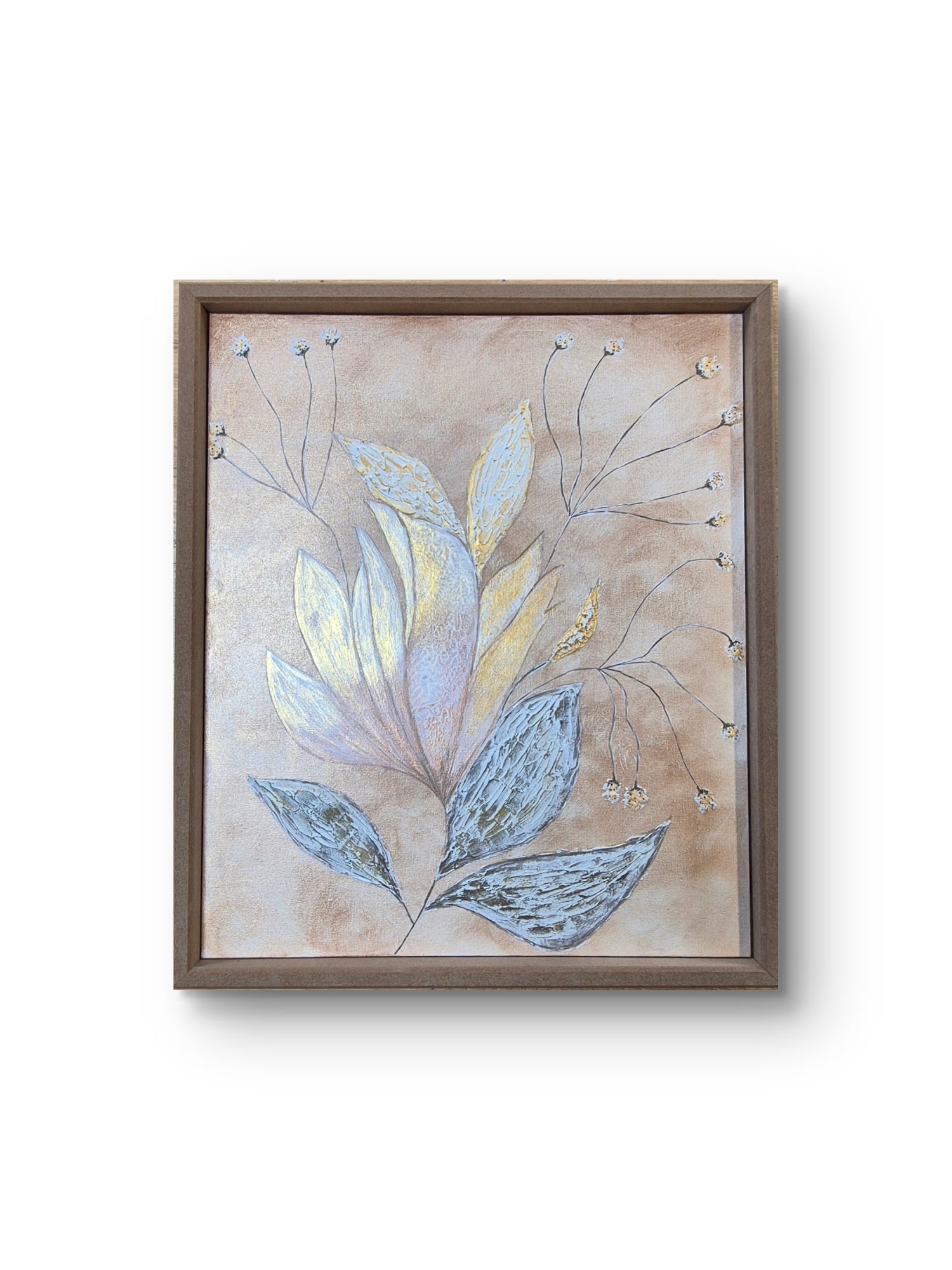 Blush & Gold Botanical Bloom | Original Textured Floral Artwork
