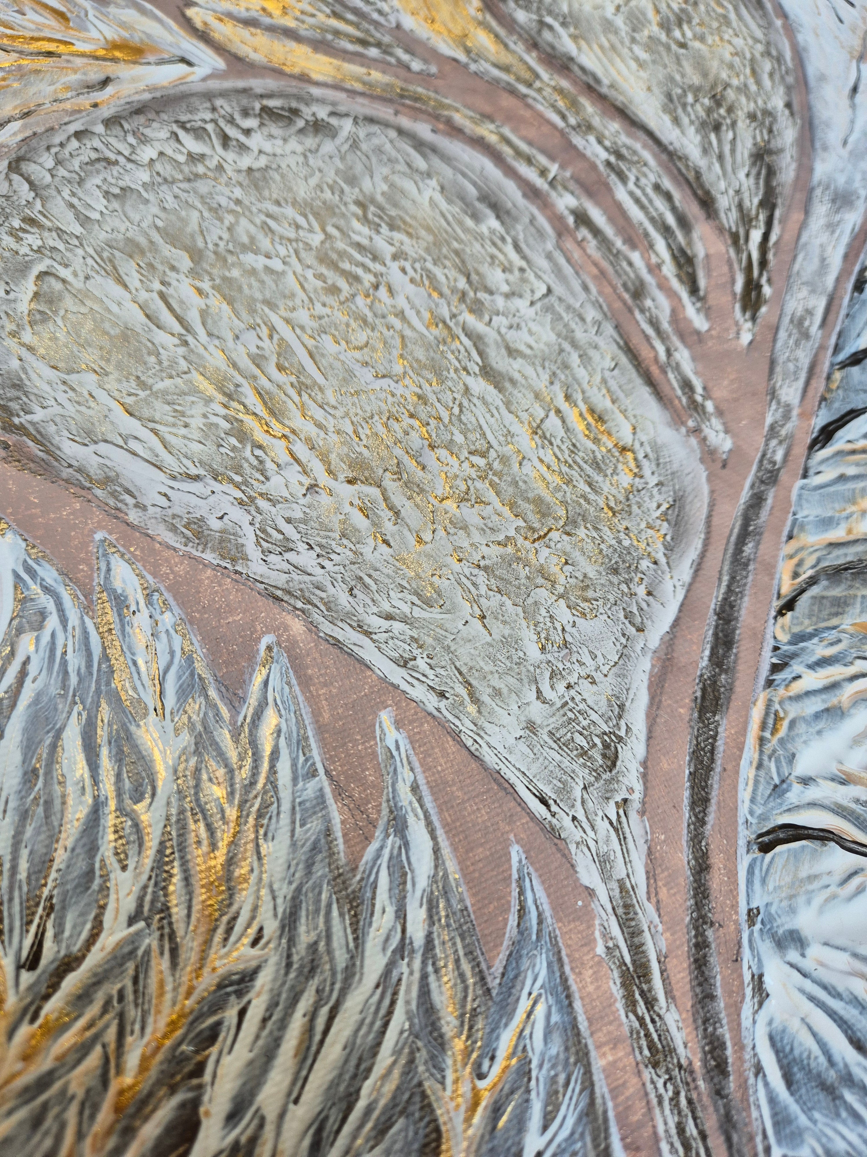 Whispers of Gold - Original Textured Botanical Artwork
