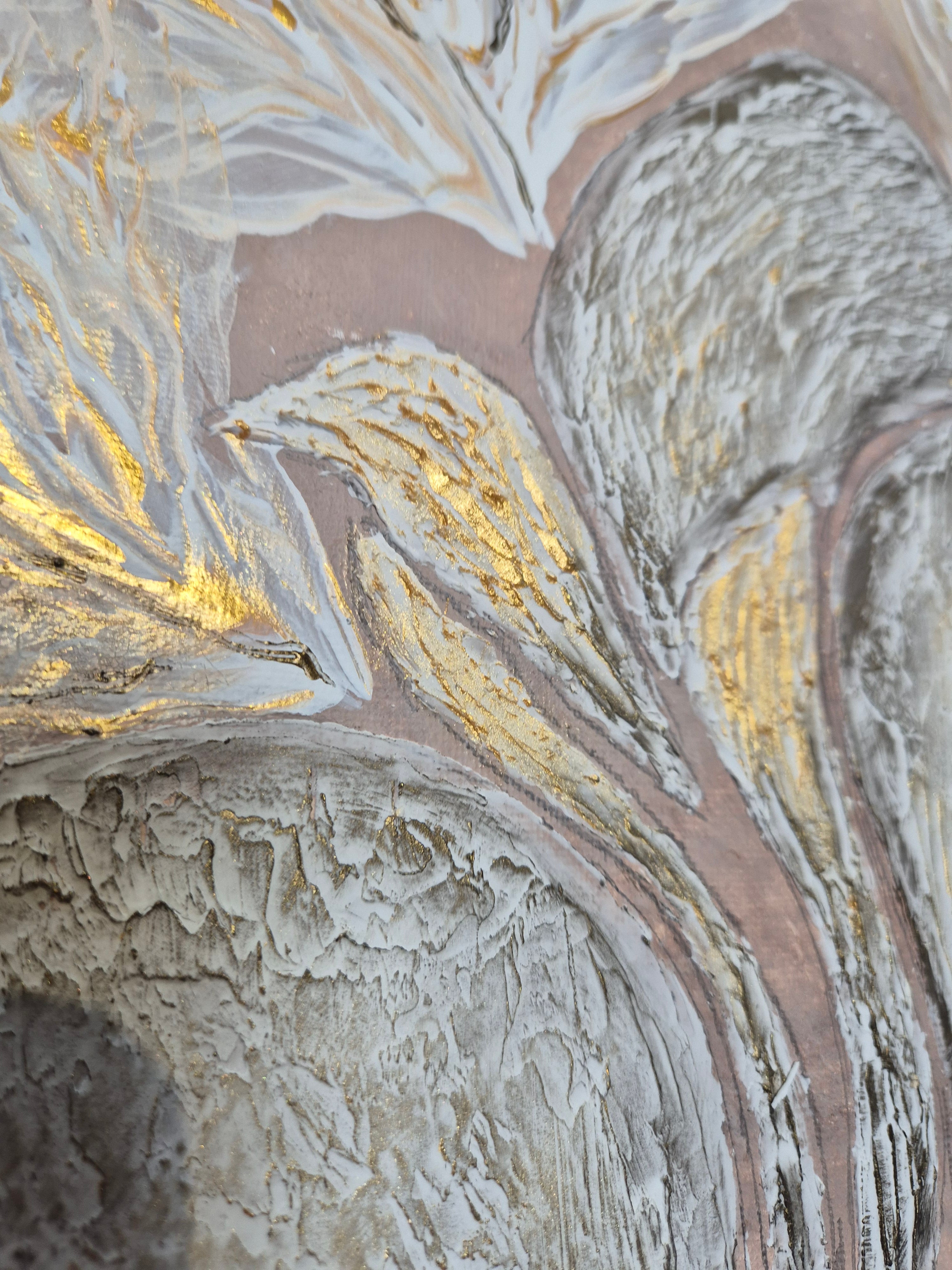 Whispers of Gold - Original Textured Botanical Artwork
