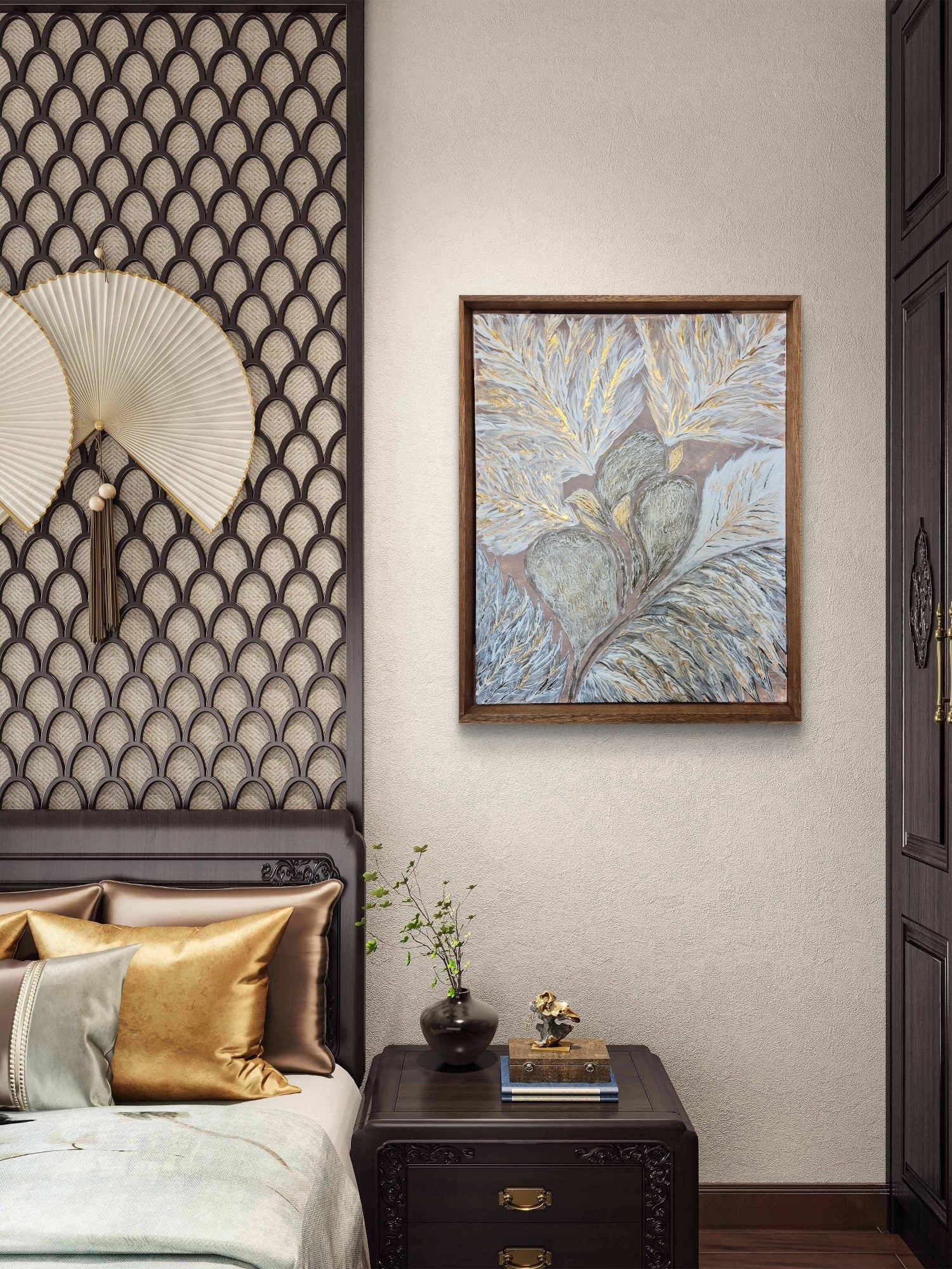 Whispers of Gold - Original Textured Botanical Artwork