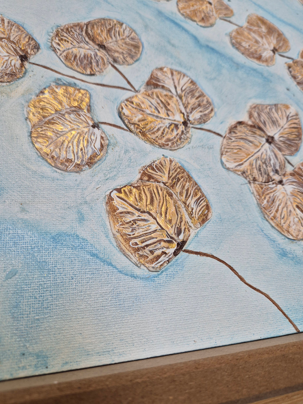 Golden Leaf Cascade | Original Textured Botanical Artwork