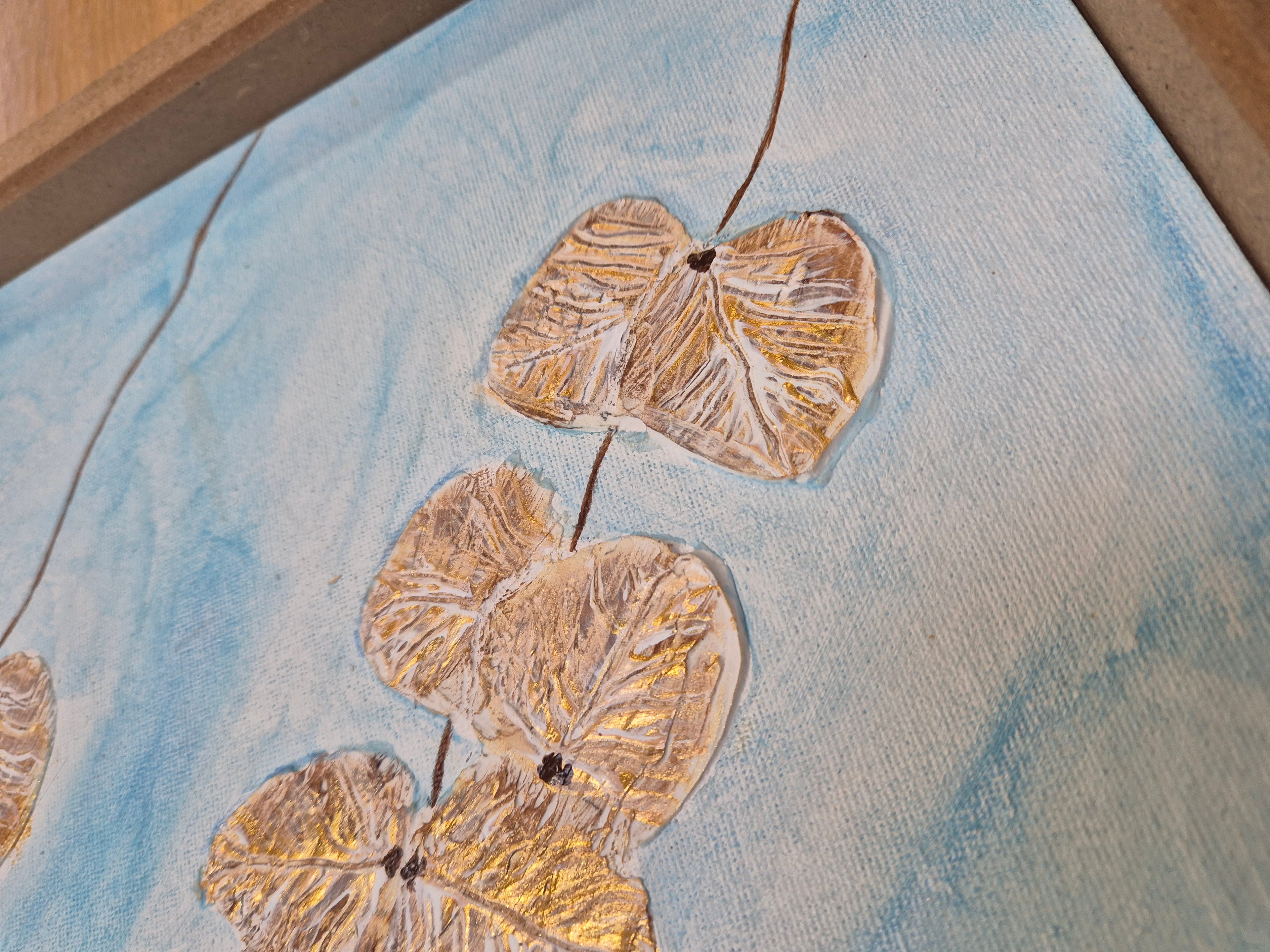Golden Leaf Cascade | Original Textured Botanical Artwork