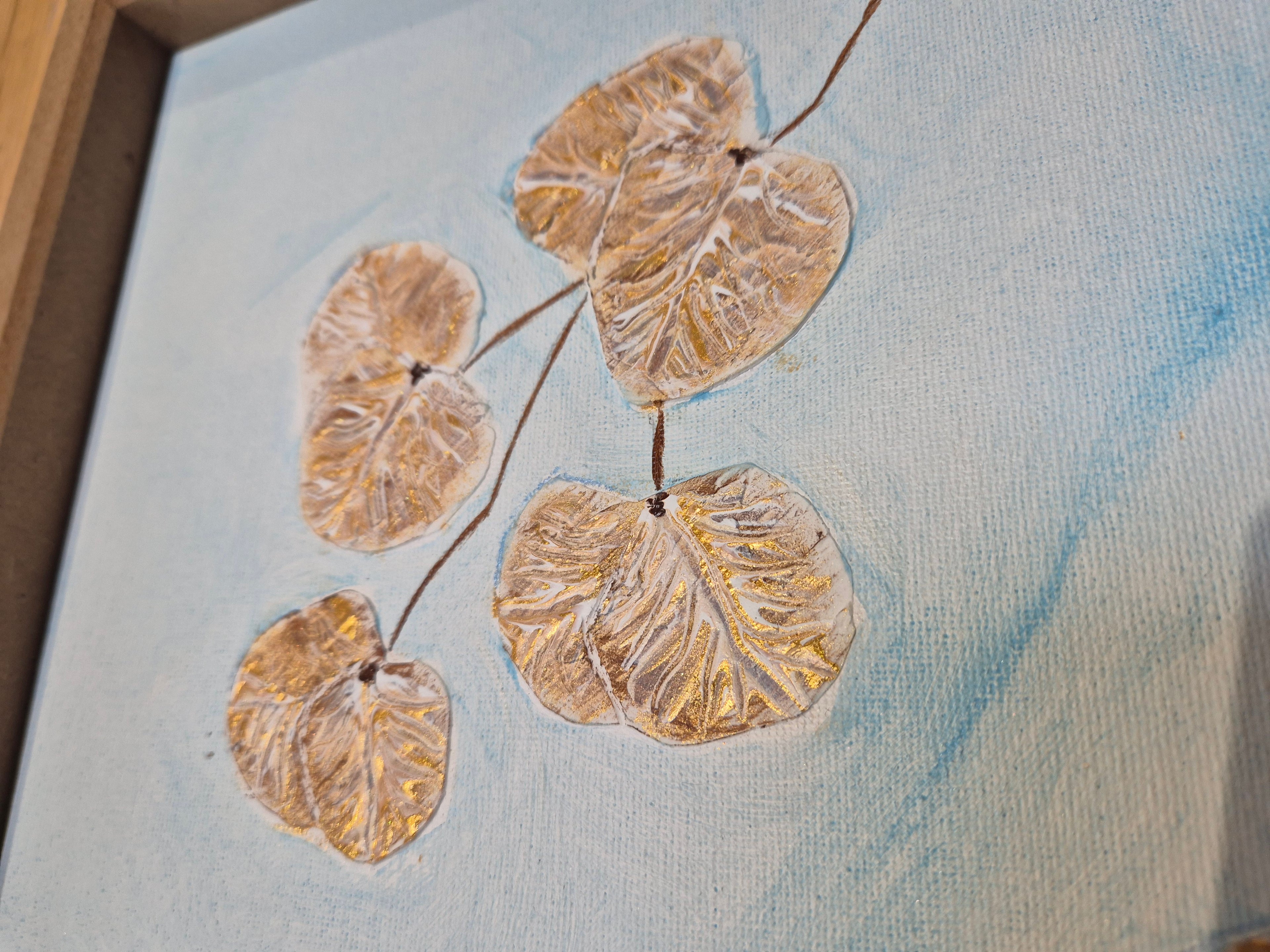 Golden Leaf Cascade | Original Textured Botanical Artwork