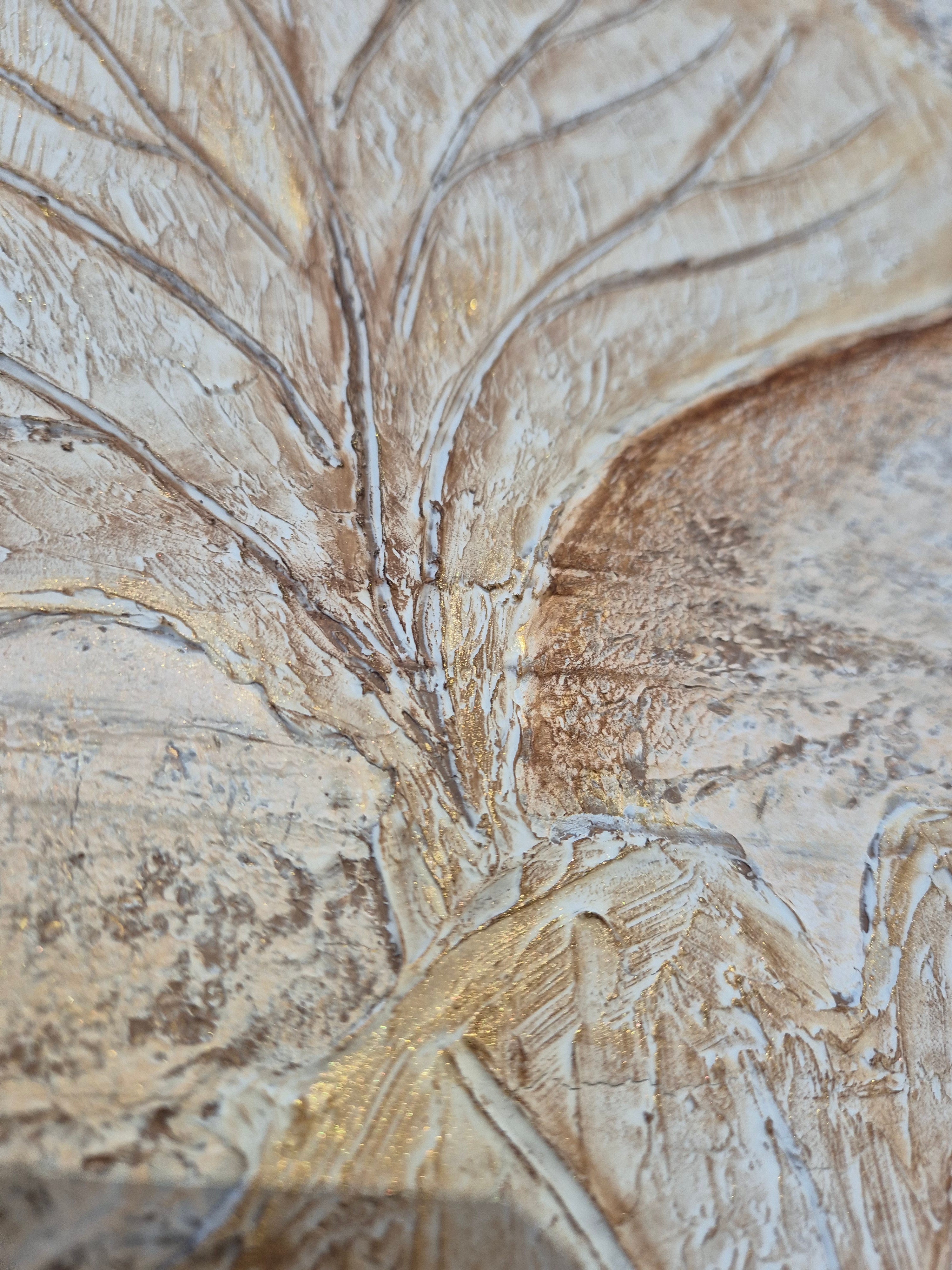 Framed Textured Botanical Leaf Canvas – Blue & Sand Original Artwork