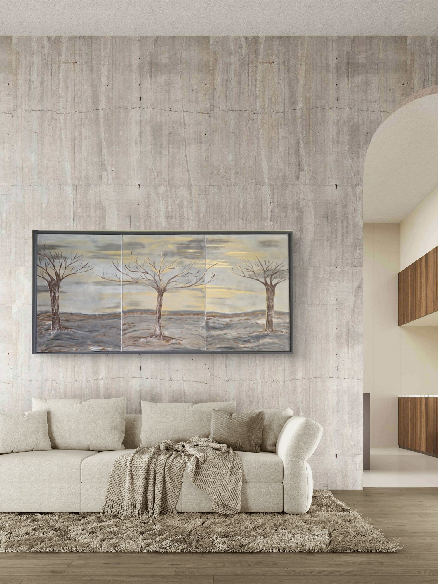 Three Trees – Original Triptych Landscape Painting | SOLD
