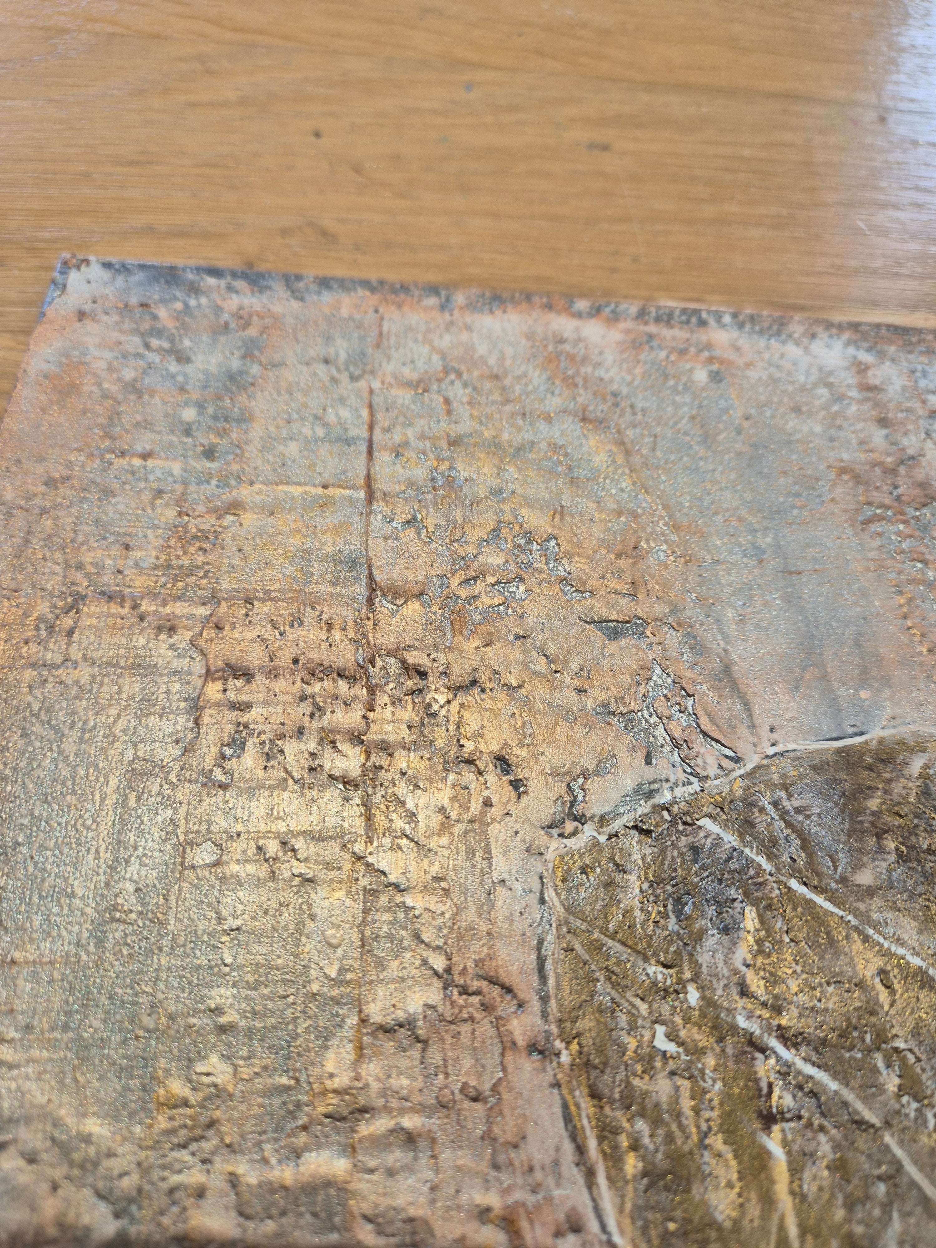 Original painting detail with gold and grey tones