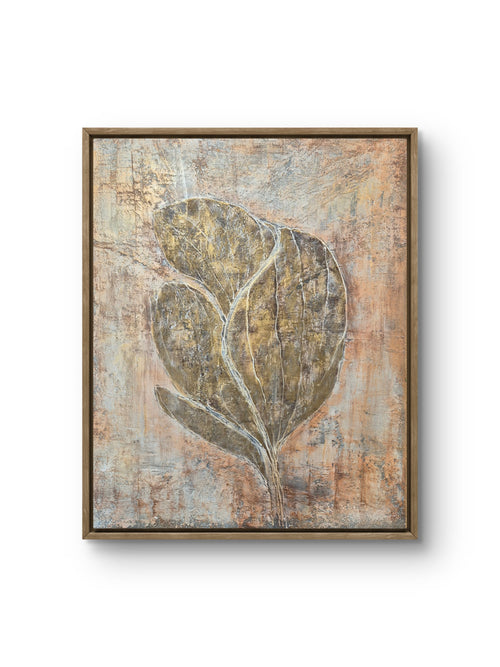 Original painting detail showing gold tones and textured surface