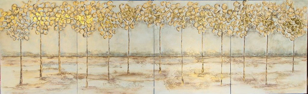 Framed Textured Panoramic Wall Art – Golden Grove, Original Painting UK