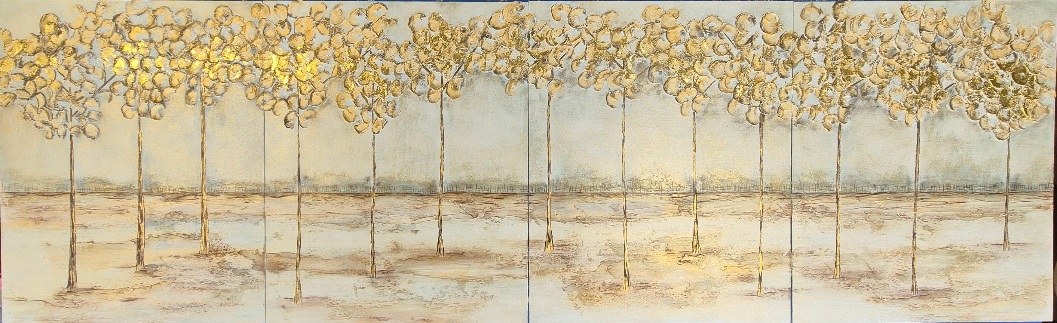 Framed Textured Panoramic Wall Art – Golden Grove, Original Painting UK