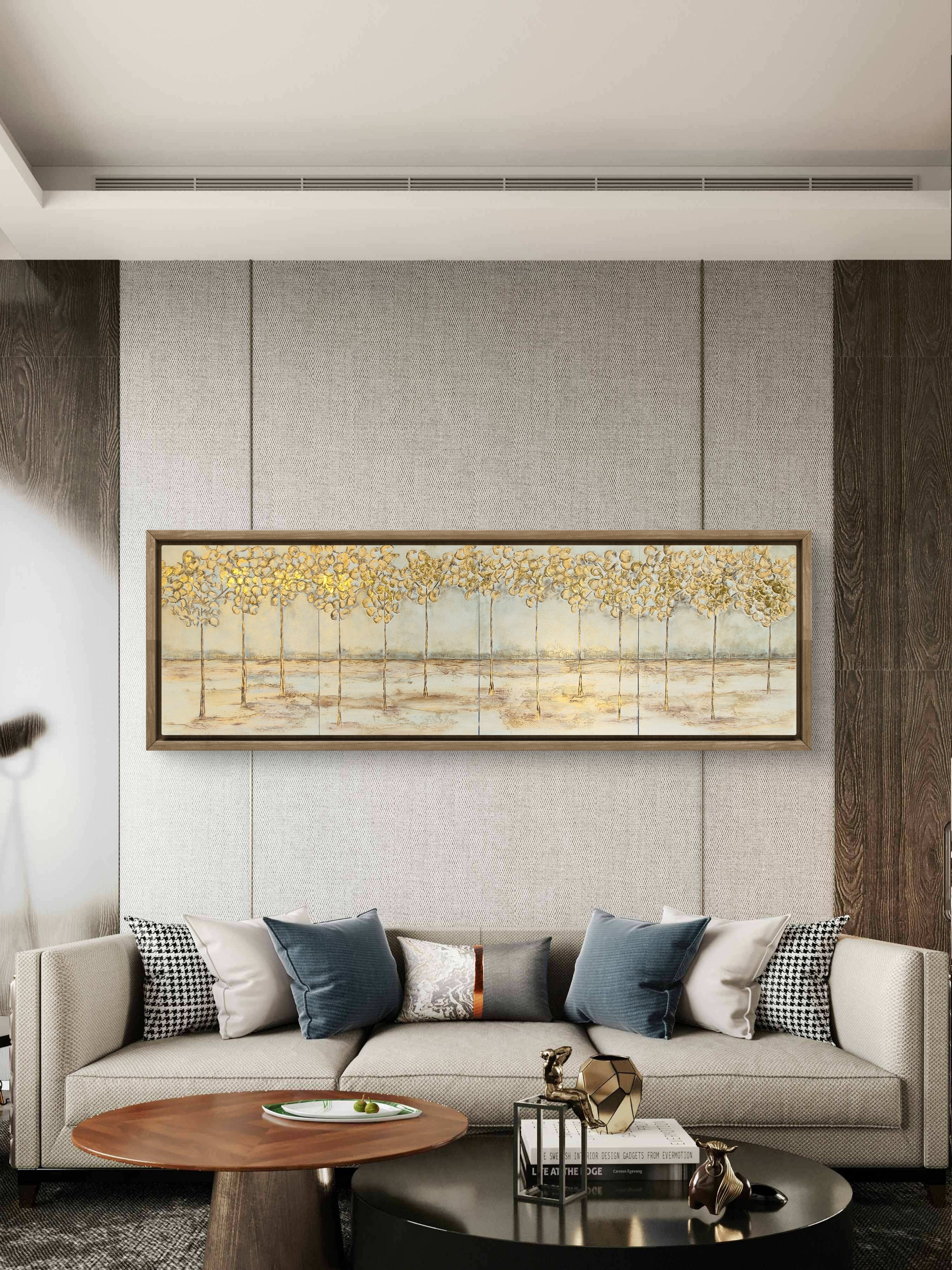 Framed Textured Panoramic Wall Art – Golden Grove, Original Painting UK