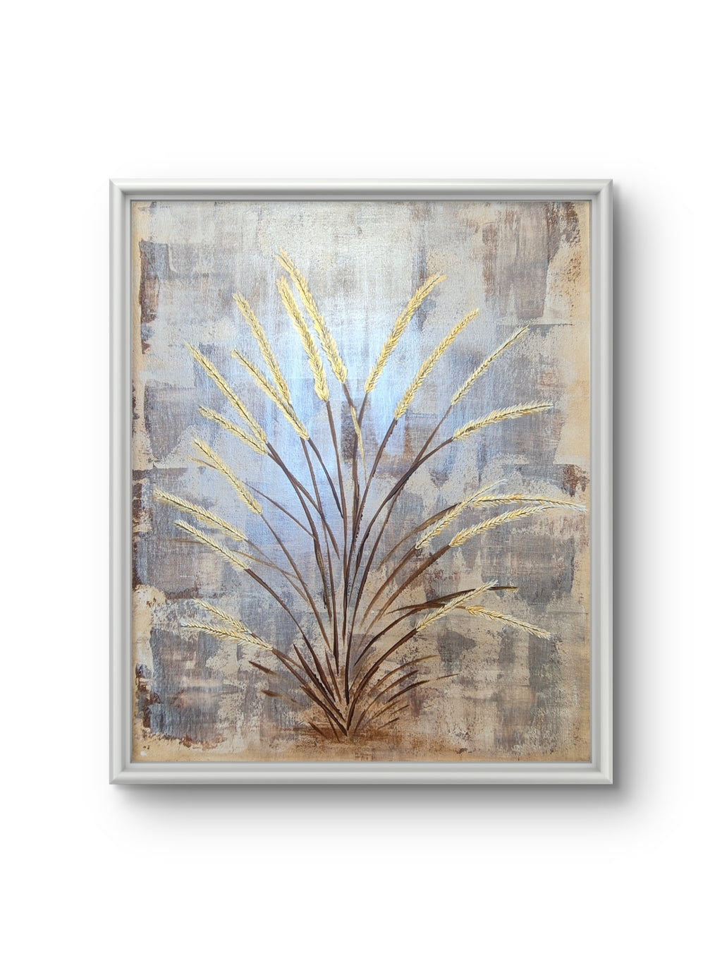 Set of 2 Framed Abstract Botanical Prints – White Frames