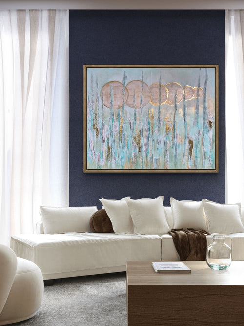 Where Sky Meets Earth — styled in luxury living room above white sofa