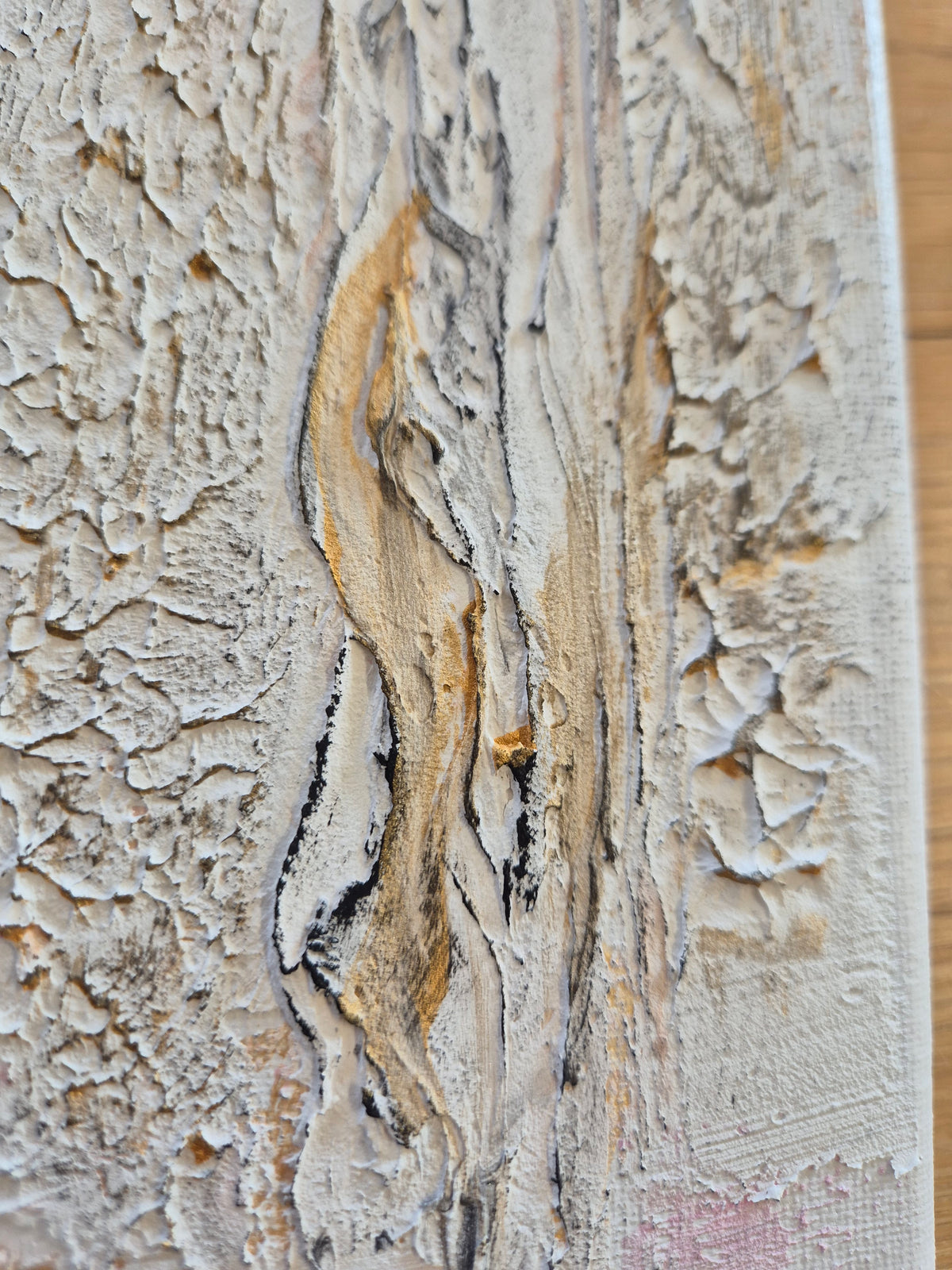 Gilded Reverie – Original Pink & Gold Abstract Wall Art – Framed Textured Painting 110cm x 90cm