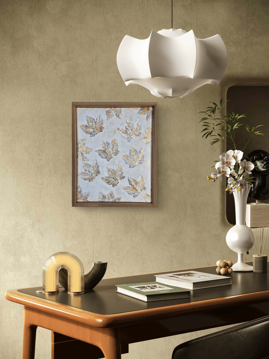 Framed Gold Leaf Abstract Wall Art | Neutral Luxury Canvas Painting