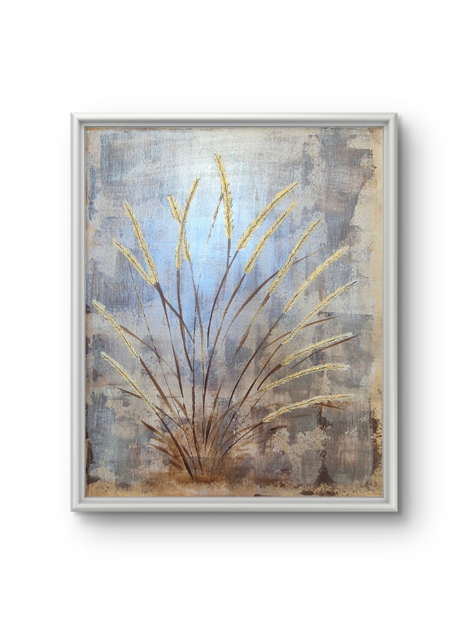 Set of 2 Framed Abstract Botanical Prints – White Frames