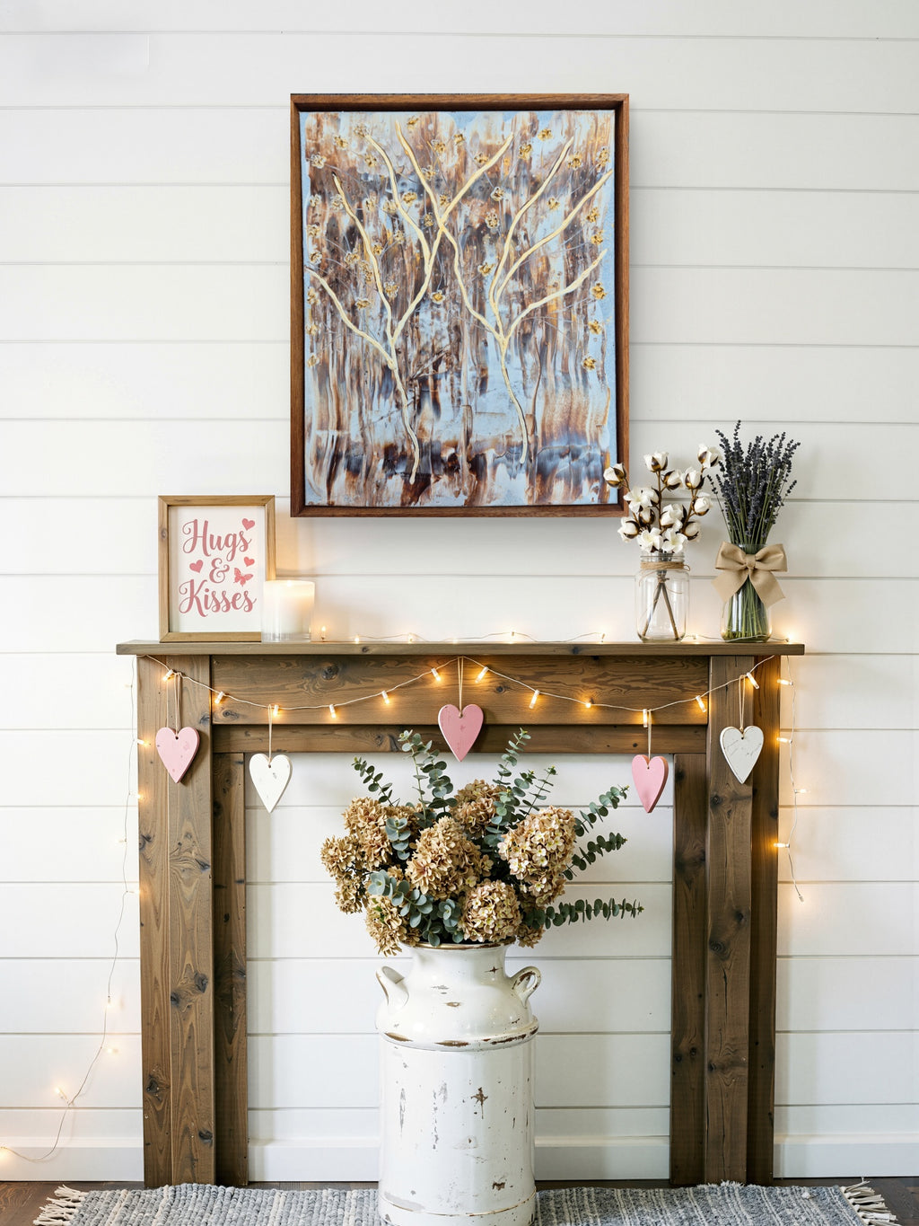 Framed Textured Abstract Tree Wall Art – Neutral Gold Brown Painting