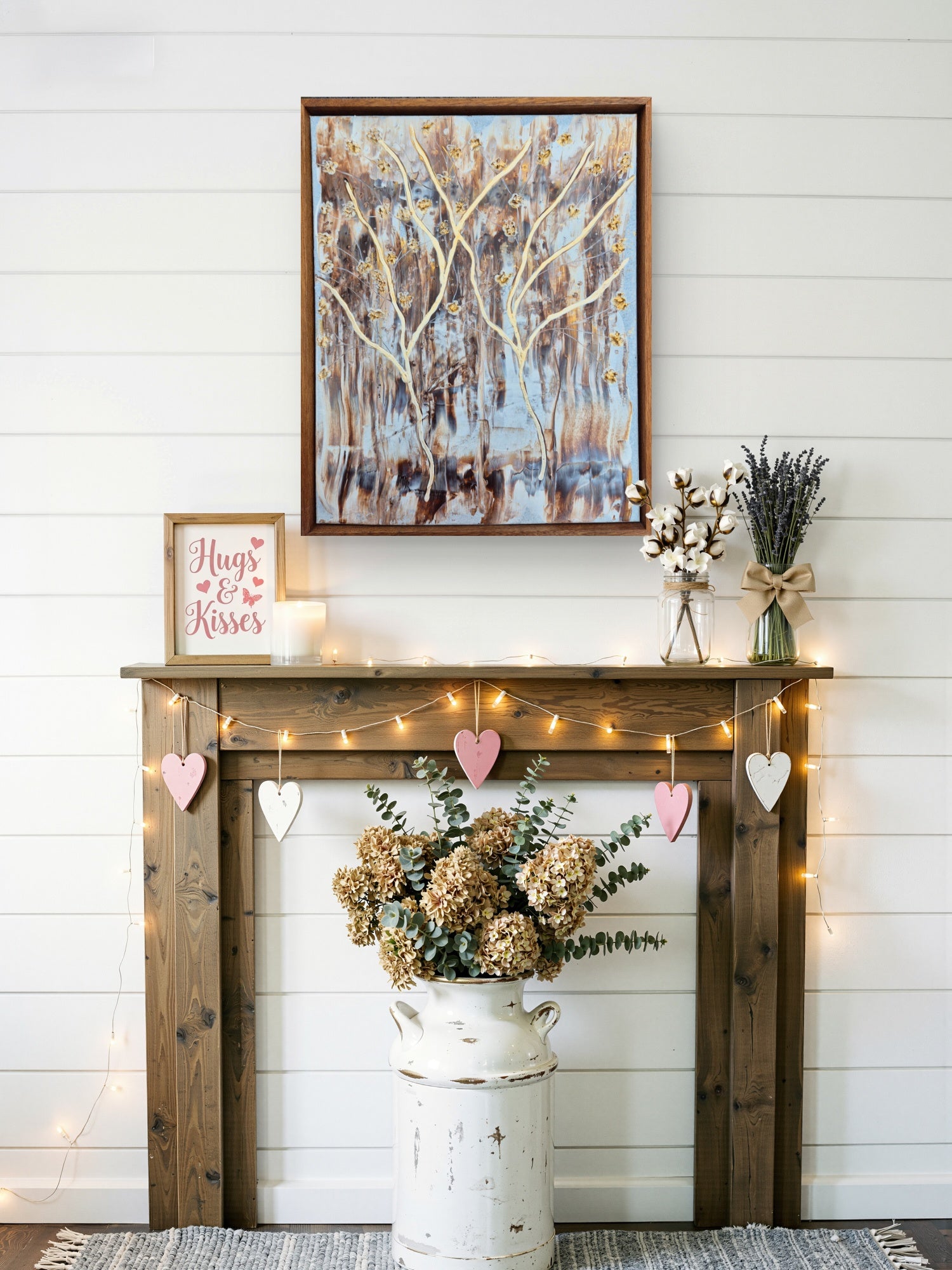 Framed Textured Abstract Tree Wall Art – Neutral Gold Brown Painting